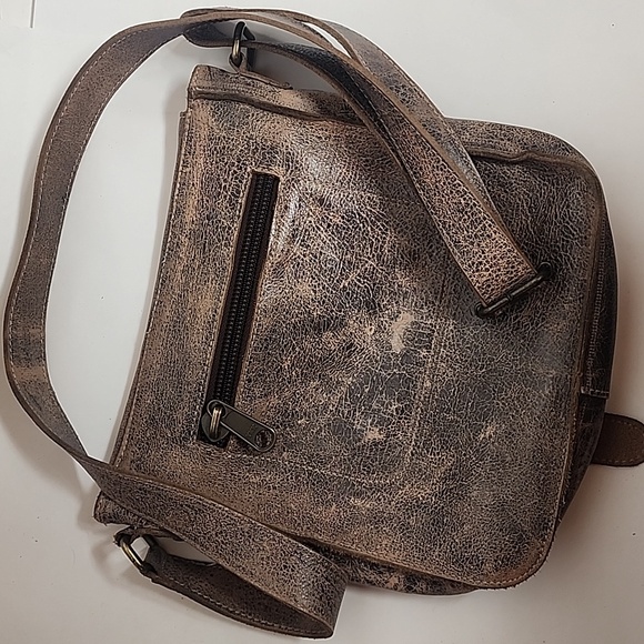 BED STU Venice Beach Distressed Handmade Leather Crossbody messenger Saddlebag. - Picture 5 of 10